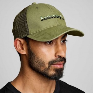 サッカニー Adjustable Snap Back メンズ トラッカーハット オリーブ | URMVXTHF