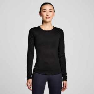 サッカニー Peregrine Merino Long Sleeve レディース Tシャツ 黒 | TVCPLWPF