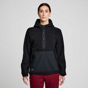 サッカニー Recovery Sherpa Pullover レディース パーカー 黒 | SARYDJLI