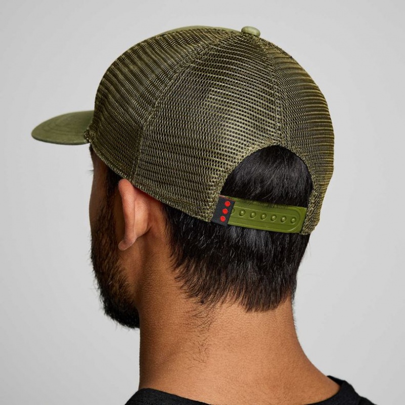 サッカニー Adjustable Snap Back メンズ トラッカーハット オリーブ | URMVXTHF