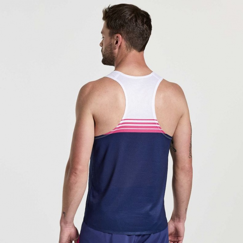 サッカニー Elite Singlet メンズ タンクトップ 白 ネイビー | NOVXUNXG