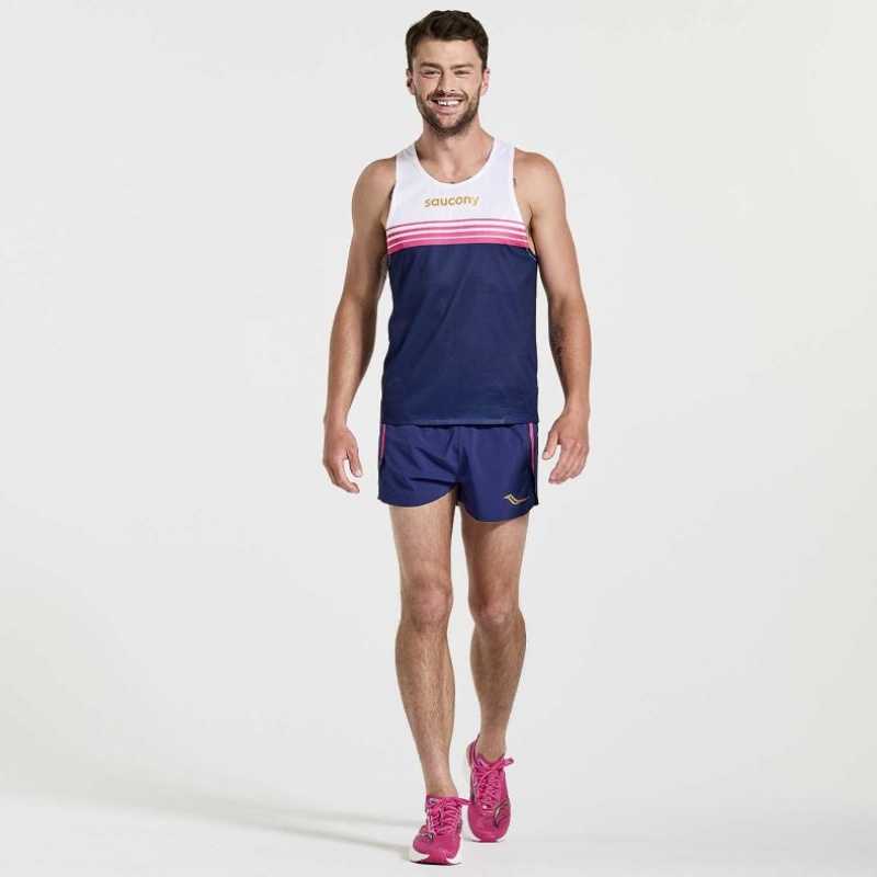 サッカニー Elite Singlet メンズ タンクトップ 白 ネイビー | NOVXUNXG