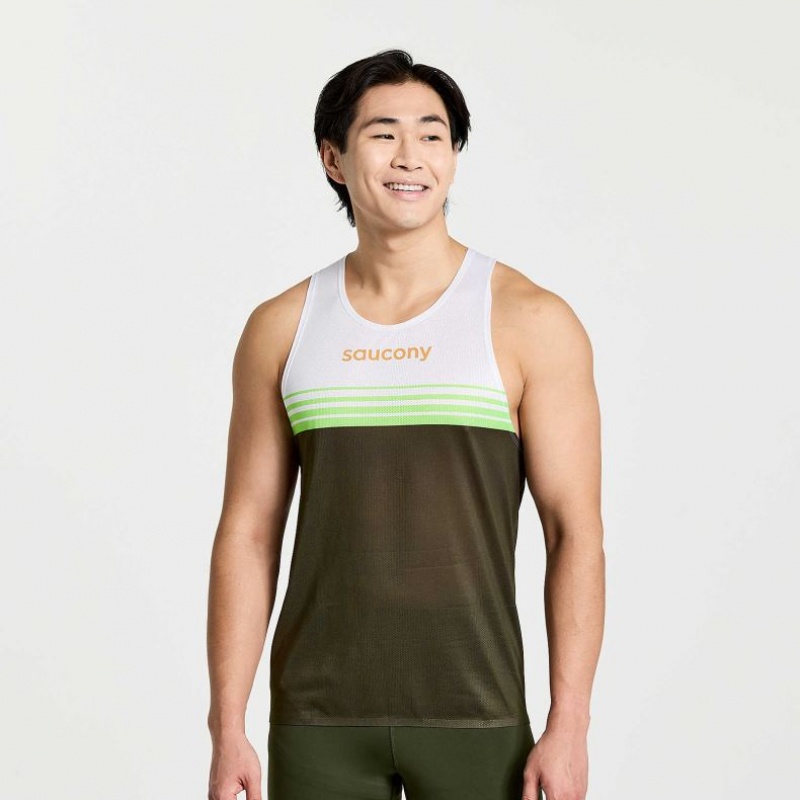 サッカニー Elite Singlet メンズ タンクトップ 白 黒 | UWTAIXAR