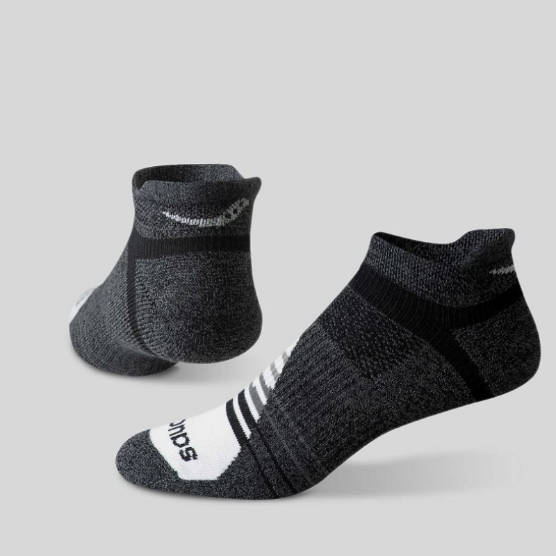 サッカニー Inferno Merino Wool Blend No Show 3-Pack メンズ ソックス 黒 グレー | PWIUGQVB