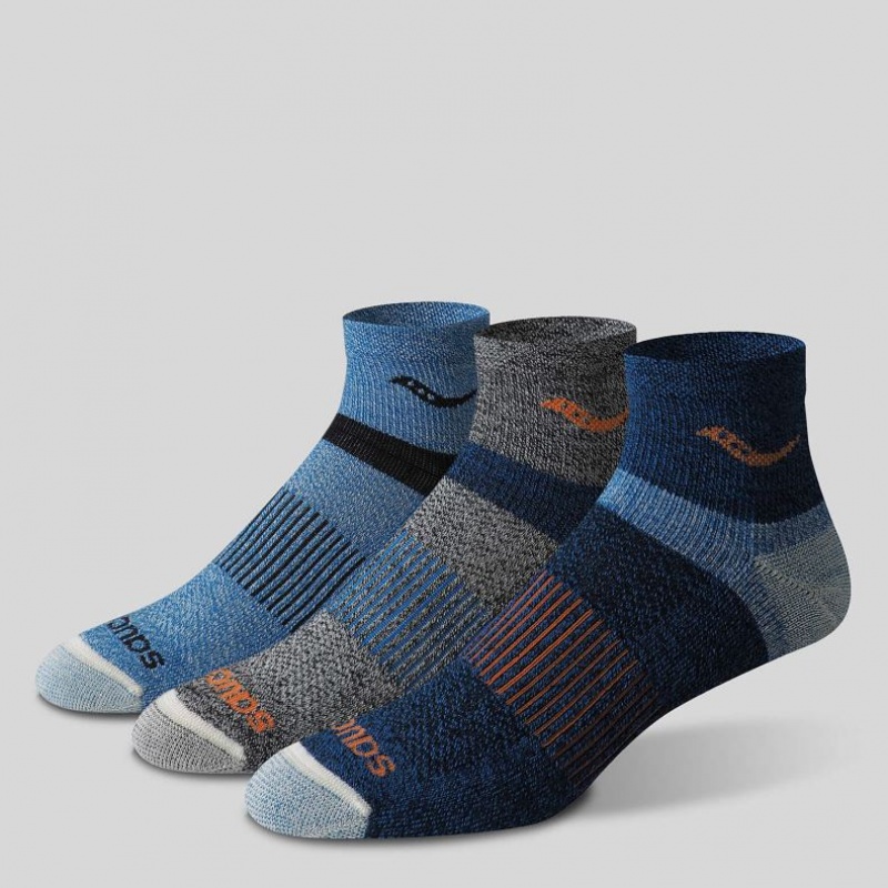 サッカニー Inferno Merino Wool Blend Quarter 3-Pack メンズ ソックス カラー | VBRERQEW