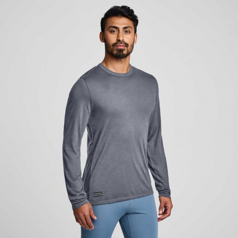 サッカニー Peregrine Merino Long Sleeve メンズ Tシャツ グレー | AKBVYIXQ