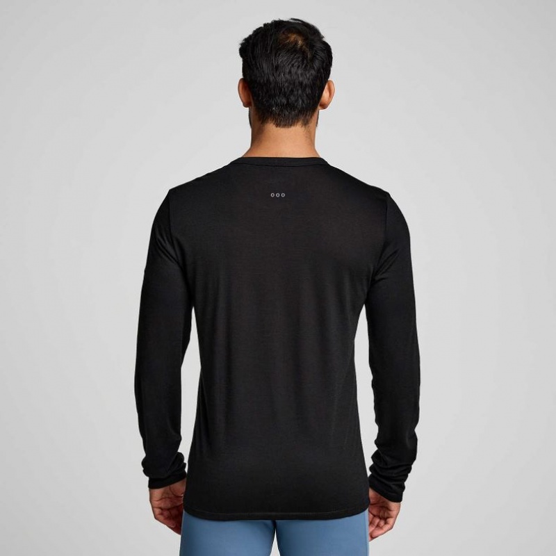 サッカニー Peregrine Merino Long Sleeve メンズ Tシャツ 黒 | AOZHCNZF