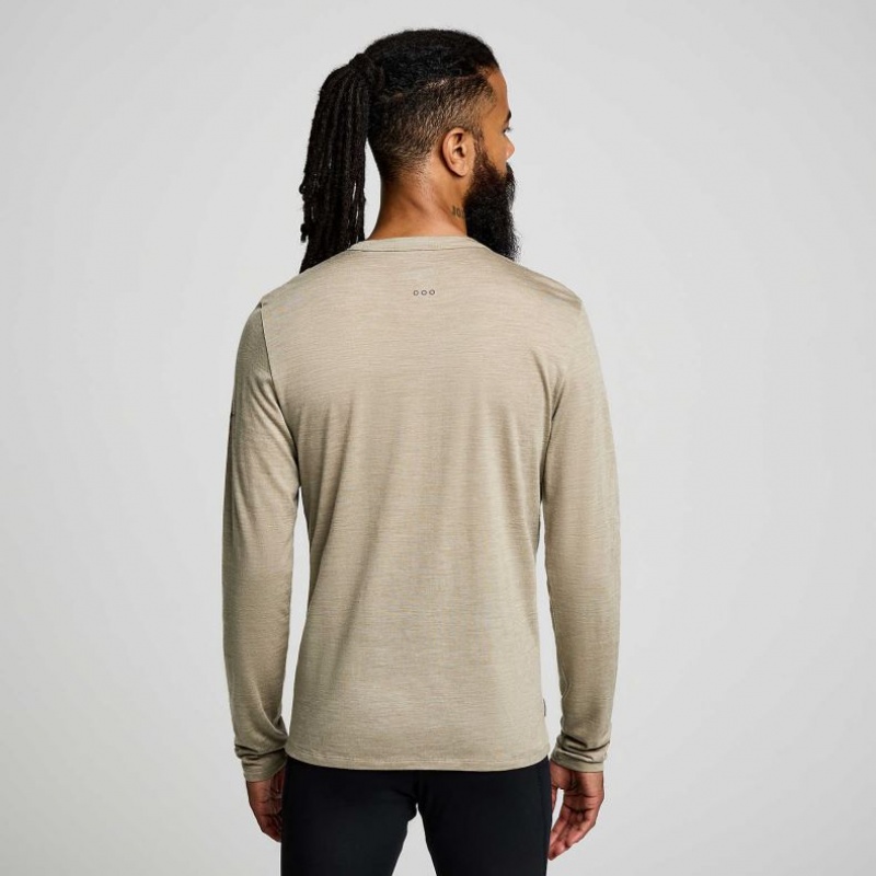 サッカニー Peregrine Merino Long Sleeve メンズ Tシャツ オリーブ | POUCWUVT