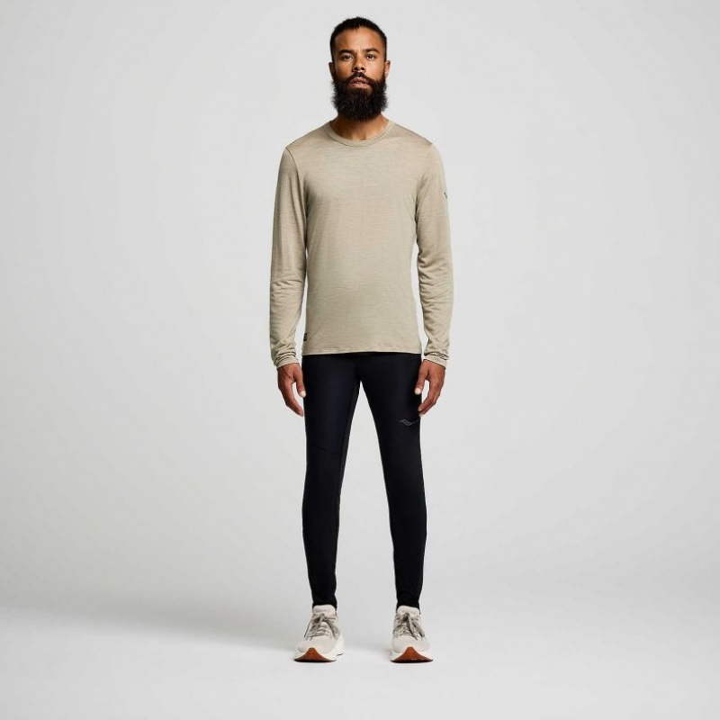 サッカニー Peregrine Merino Long Sleeve メンズ Tシャツ オリーブ | POUCWUVT