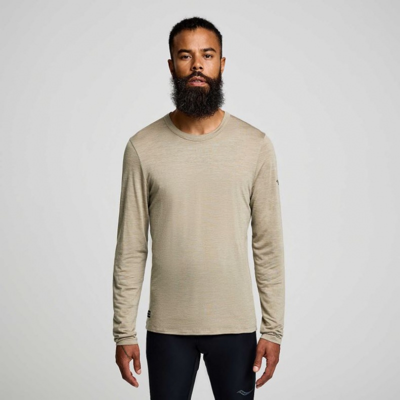 サッカニー Peregrine Merino Long Sleeve メンズ Tシャツ オリーブ | POUCWUVT