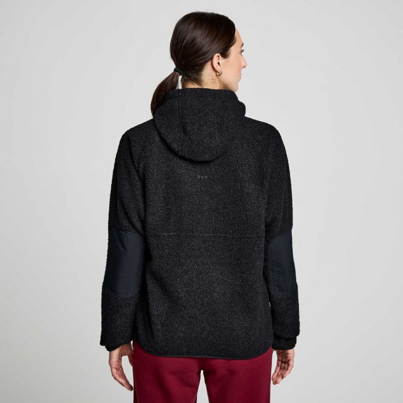 サッカニー Recovery Sherpa Pullover レディース パーカー 黒 | SARYDJLI